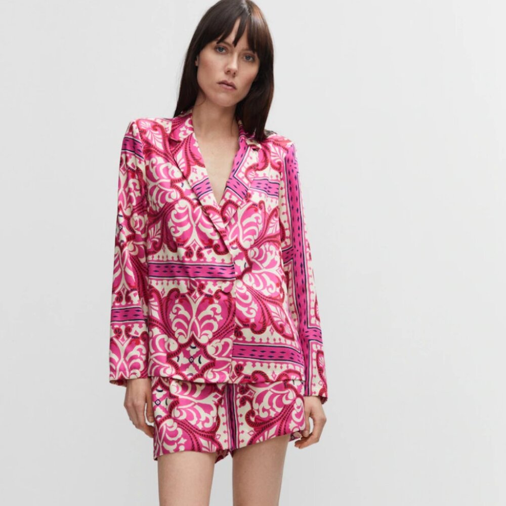 Mango Italian Fabric Blazer and Shorts Set